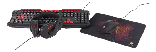 DELTACO GAMING Pelitarvikesarja, Hiiri, Hiirim., Kuulokk., Näpp.,musta