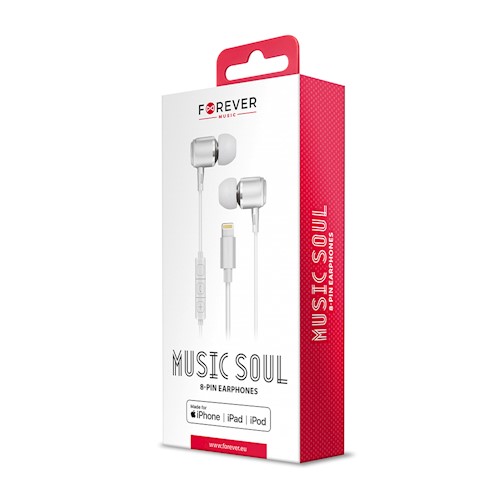 Forever Music Soul Lightning stereo nappikuulokkeet MFI - Valkoinen