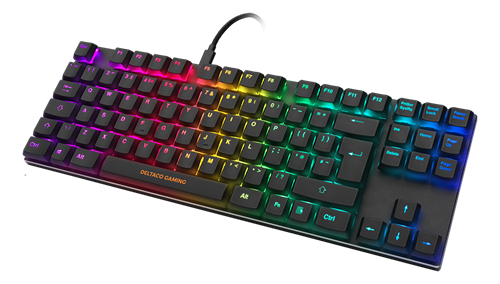 DELTACO GAMING Mekaaninen RGB-näppäimistö, Brown, Britt. Asett., Musta