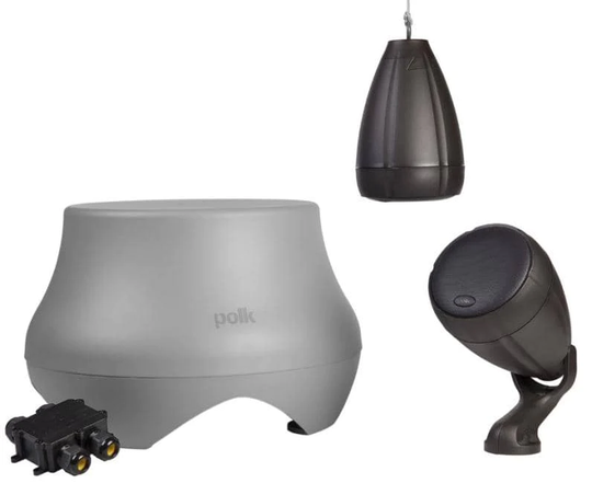 Polk Audio Atrium 2.1 ulkokaiutinsarja, harmaa/ruskea