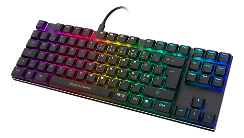 DELTACO GAMING DK420 Mekaan. RGB-näppäimistö, Matala Prof., Red, Musta