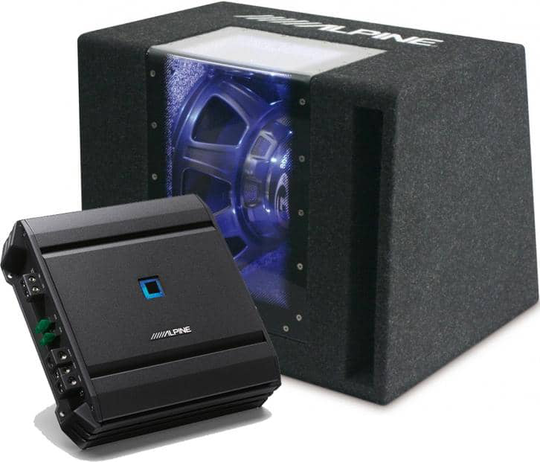 Alpine SBG-1224BP subwoofer + S-A60M vahvistin