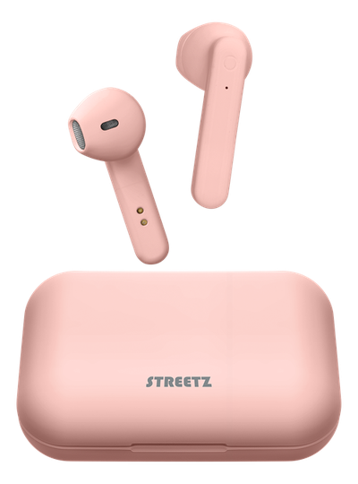 STREETZ Täyslangattomat Nappikuulokkeet, Latauskotelo, BT5, Pinkki