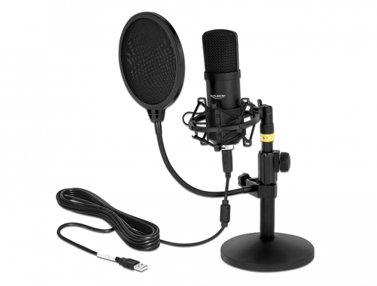 Delock Professional USB Condenser Microphone Set For Podcasting/Gaming
