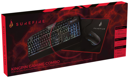 SureFire - KingPin Gaming Combo Set (Multimedia Keyboard, 7 Button RGB Mouse&Mouse Pad) Nordic Layout