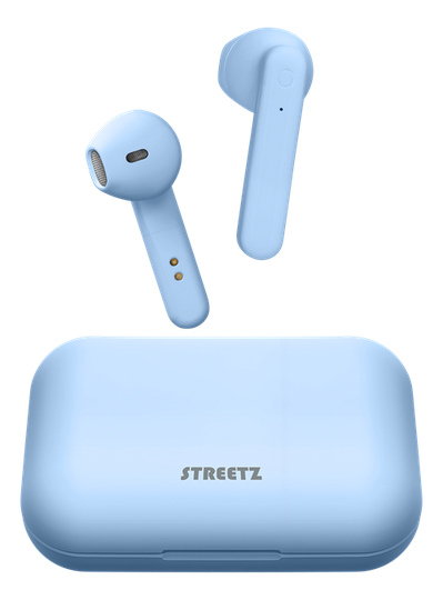 STREETZ Täyslangattomat Nappikuulokkeet, Latauskotelo, BT5, Sininen
