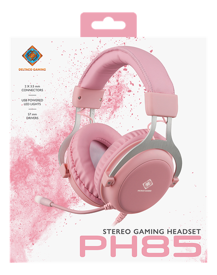 PINK LINE PH85 Stereo Gaming Headset, 57mm Drivers, Pink