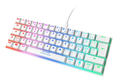 DELTACO GAMING WK85 Mekaan. RGB-näppäimistö, 60%, Rusk. Kytk., Valk.