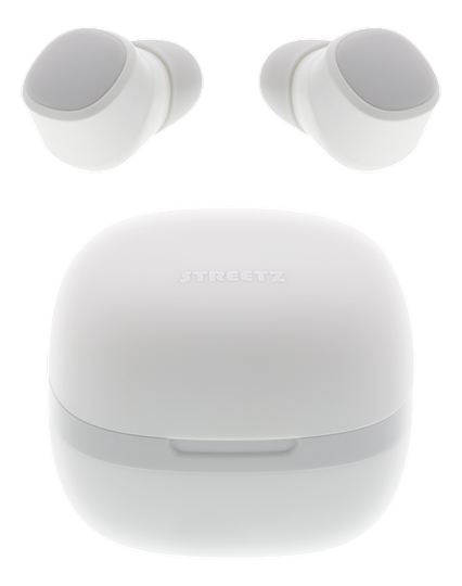 STREETZ True Wireless -nappikuulokkeet, IPX6, Latauskotelo, Valkoinen