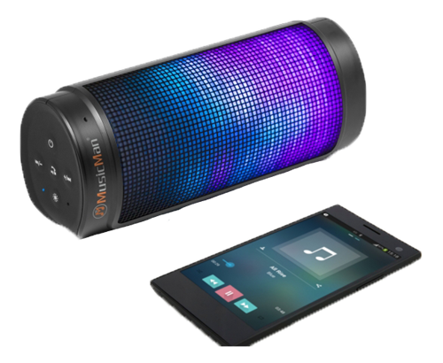 Technaxx MusicMan Bluetooth-kaiuttimet, 6 LED-valoa, Musta